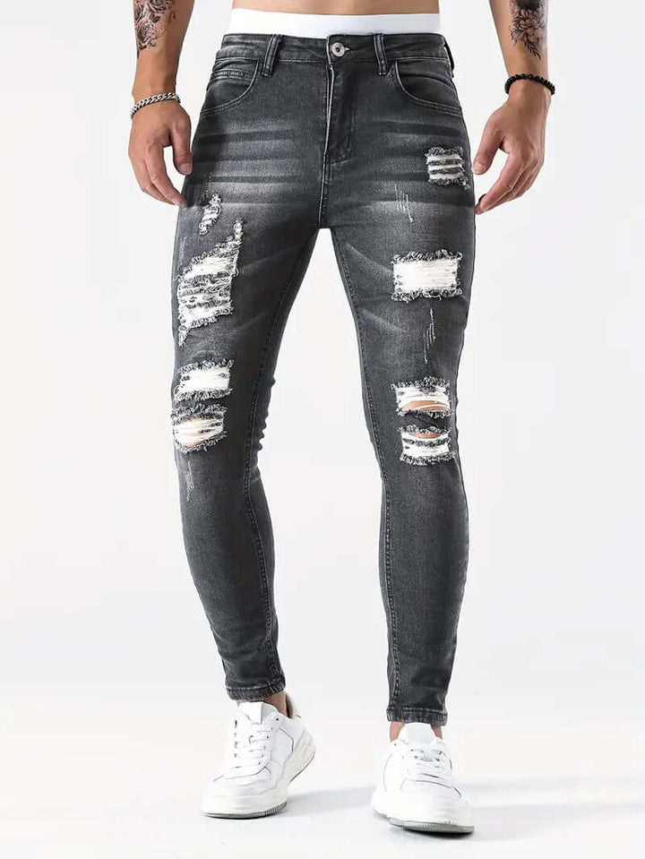 Men's Ripped Skinny Jeans, view 4 - Elena Harper