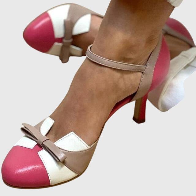 Emma & Rose Cape Town Valerie™ heeled sandals with open toes and ankle straps in black leather, stylish for summer wear.