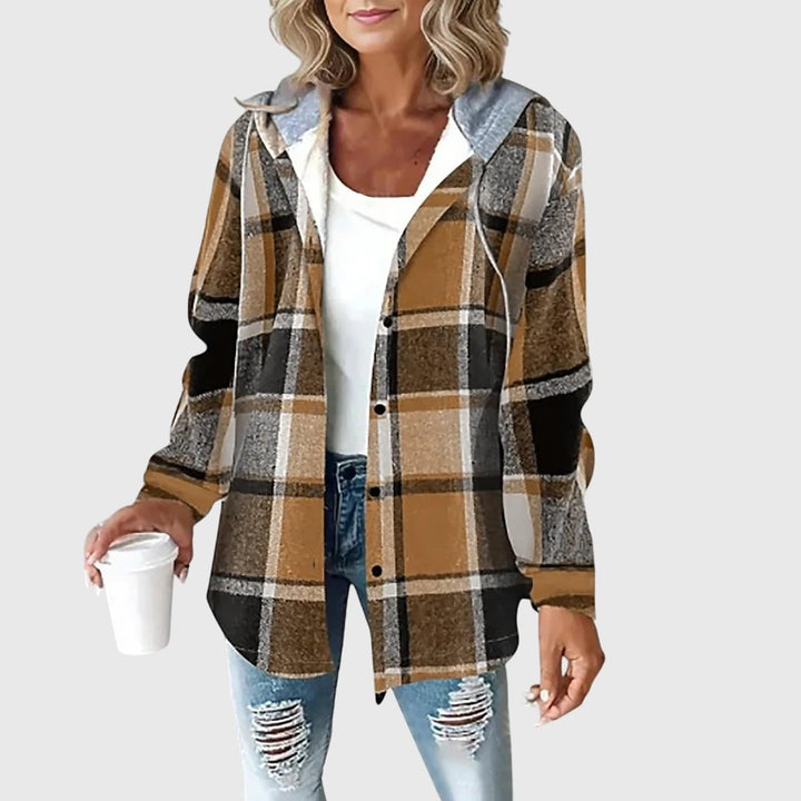 Emma & Rose Cape Town Martina™ mesh button placket jacket with lightweight fabric and stylish design, shown on a model.