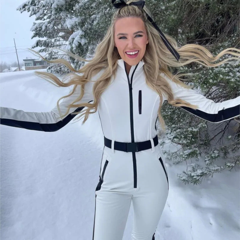 High-Waisted Ski Suit for Women – Insulated Winter Suit with Zipper