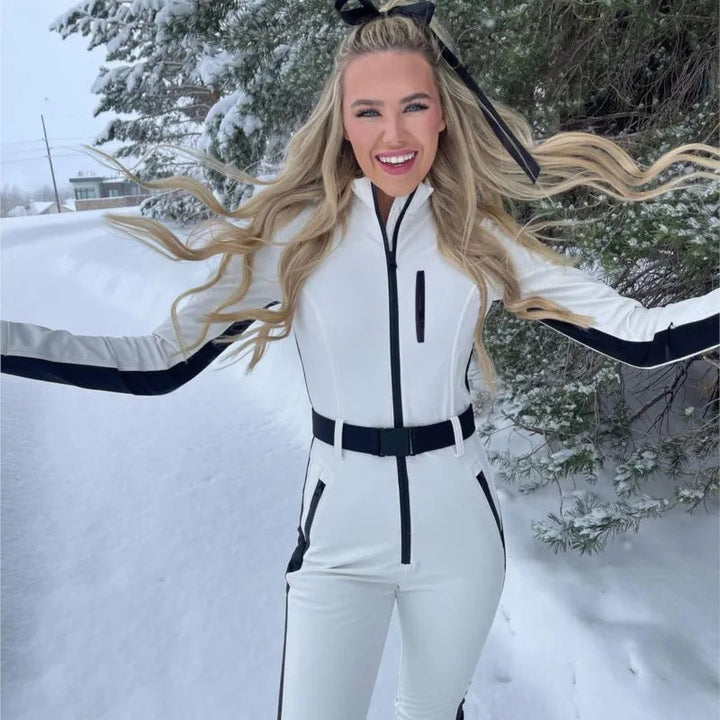 High-Waisted Ski Suit for Women – Insulated Winter Suit with Zipper