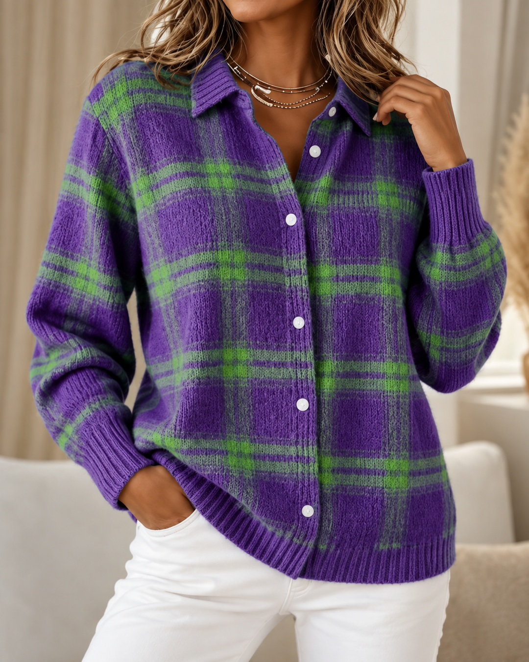 Vallerie™ | Comfortable Checked Knit Vest