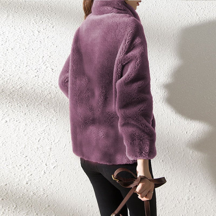 Reversible quilted fleece jacket with high collar – Warm and comfortable