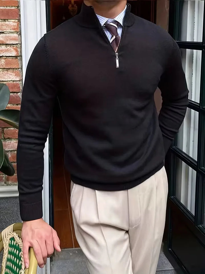 Thomas - Elegant Zip Mock Neck Sweater