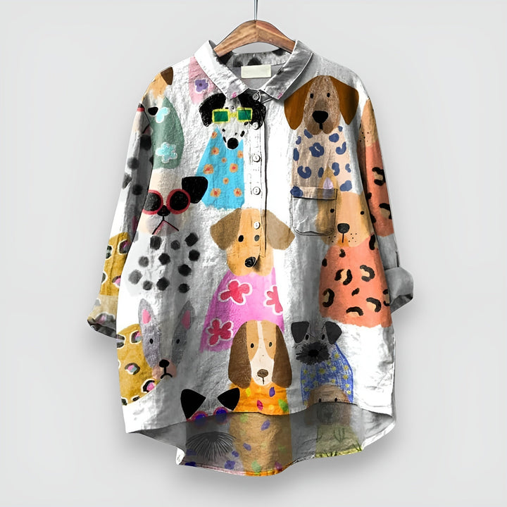 GERDA | Dog Print Blouse