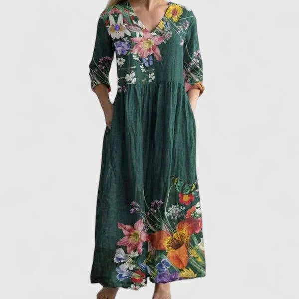 Elegant Kymberah™ midi dress by Emma & Rose Cape Town featuring a sophisticated design, shown in a stylish, fitted silhouette.