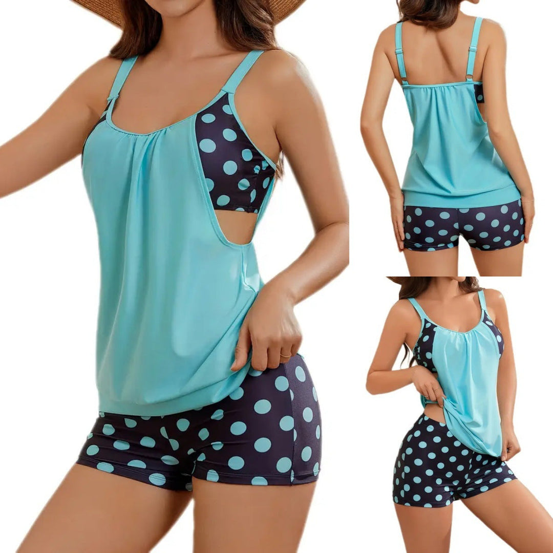 Luija Two-Piece Women's Tankini with Polka Dot Pattern, view 8 - Elena Harper