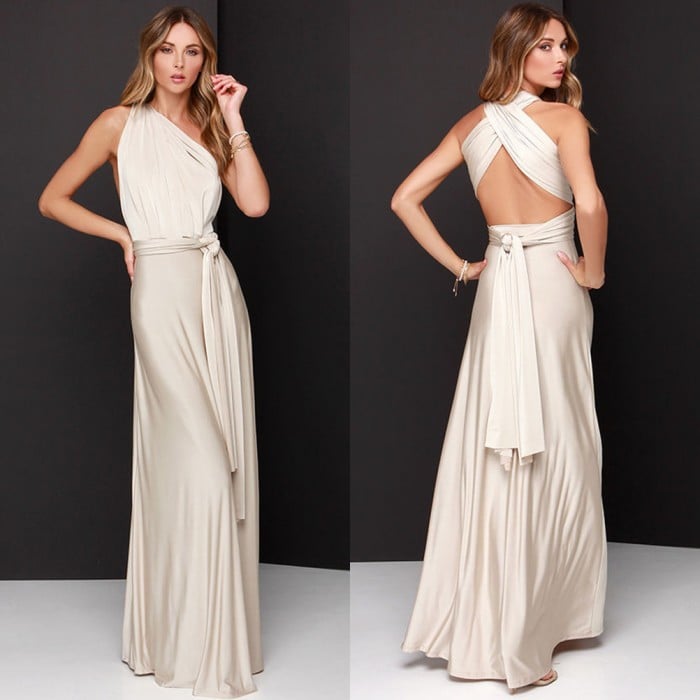 Open Back Maxi Dress for Wedding Guests Elegant, Airy, Lightweight, view 4 - Elena Harper