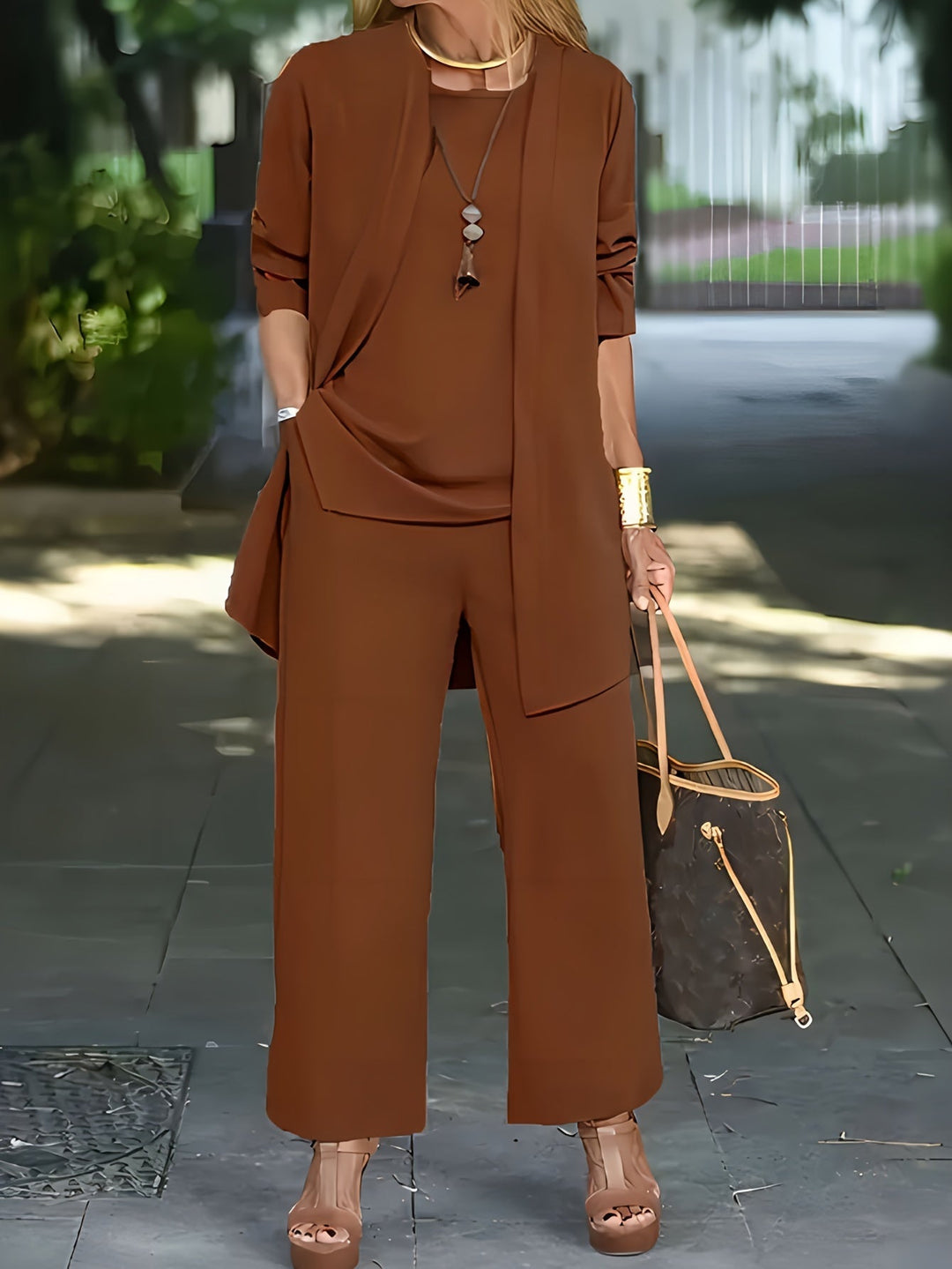 Cilla™ | Chic three-piece set in solid color