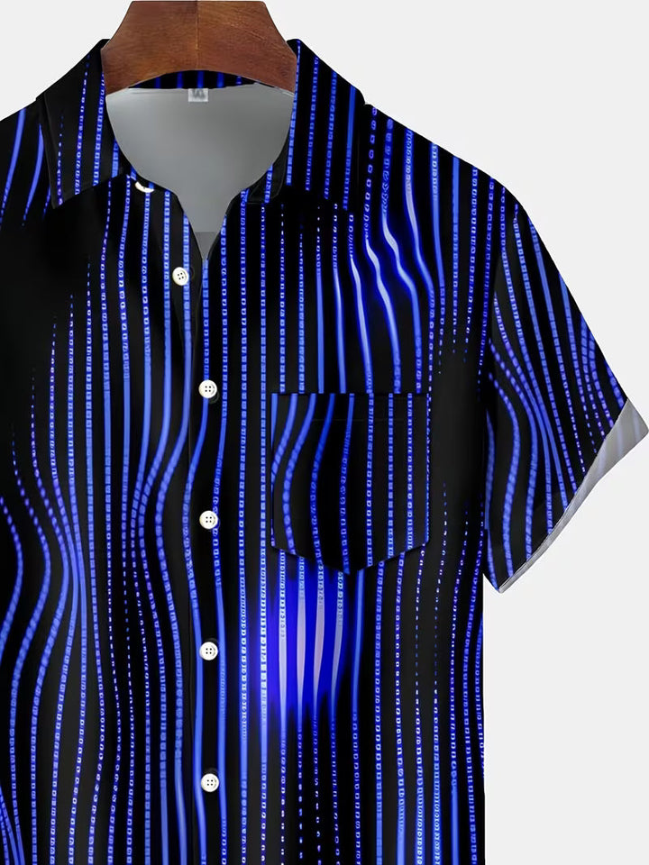 Ludwig Casual Shirt with Artistic Stripe Prints, view 7 - Elena Harper