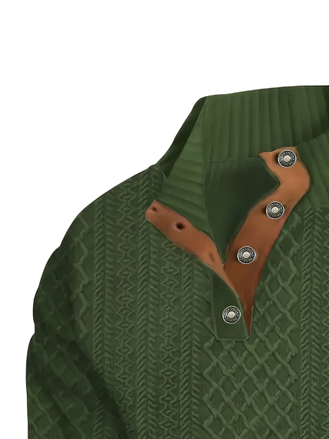 Ronan Stand Collar Button Henley Sweater - Elena Harper