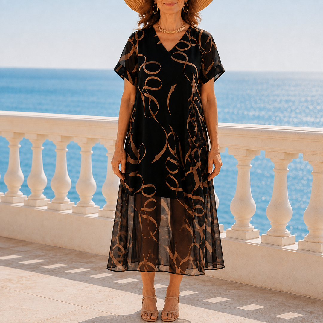 Draperie V-Neck Maxi Dress That Skims, Never Clings - Elena Harper