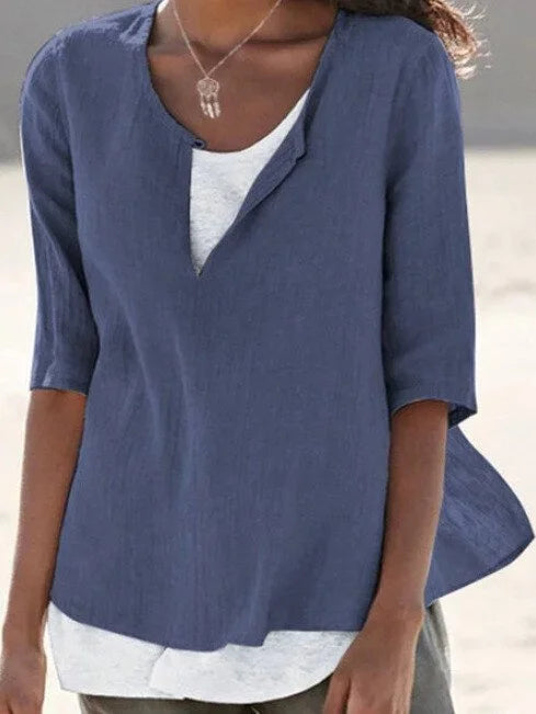 Casual Summer Blouse for Women with Layering – Loose Fit V-Neck