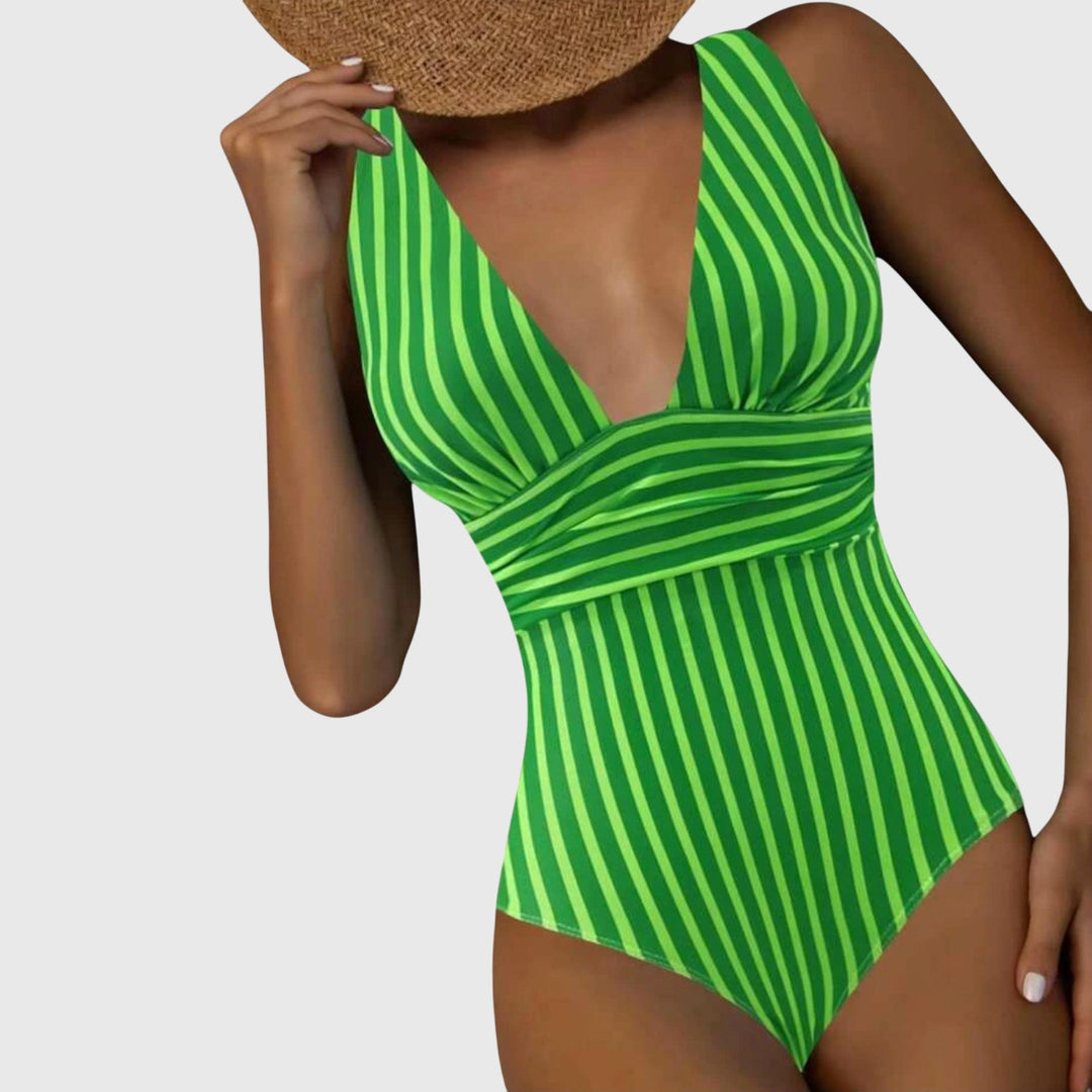 Women’s Tailored Swimsuit – V-Neck, Suitable for Summer and Beach Use