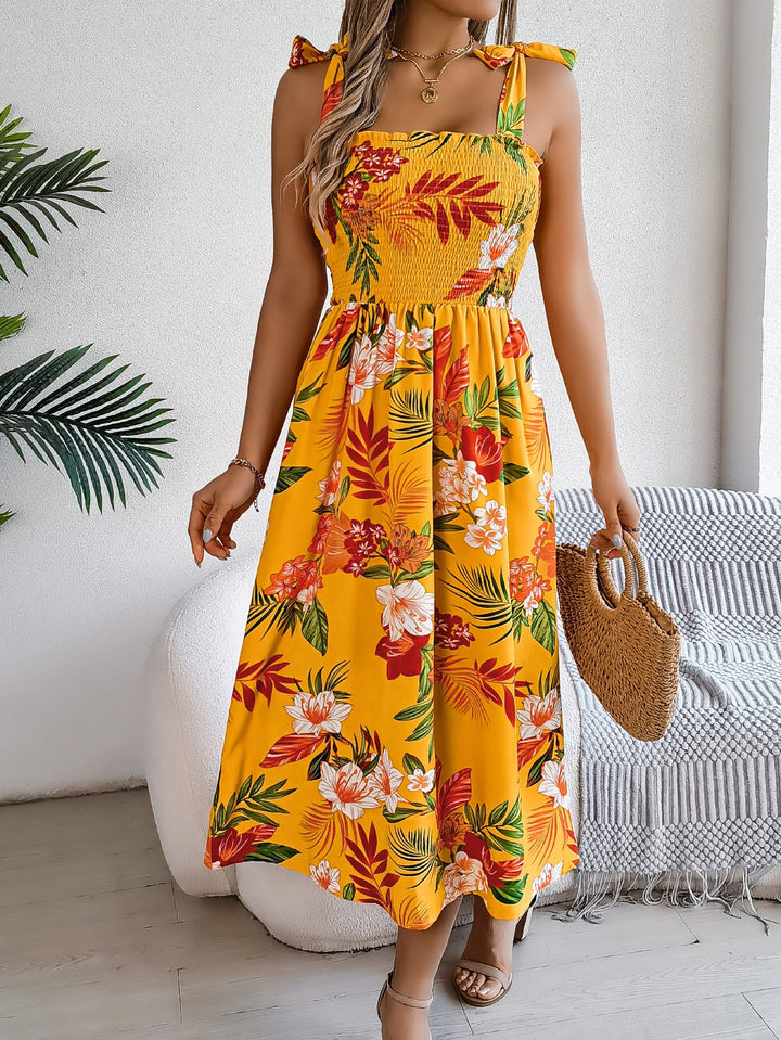 Floral Corset Midi Dress for Women Elegant Summer Outfit for Beach Holidays, view 8 - Elena Harper