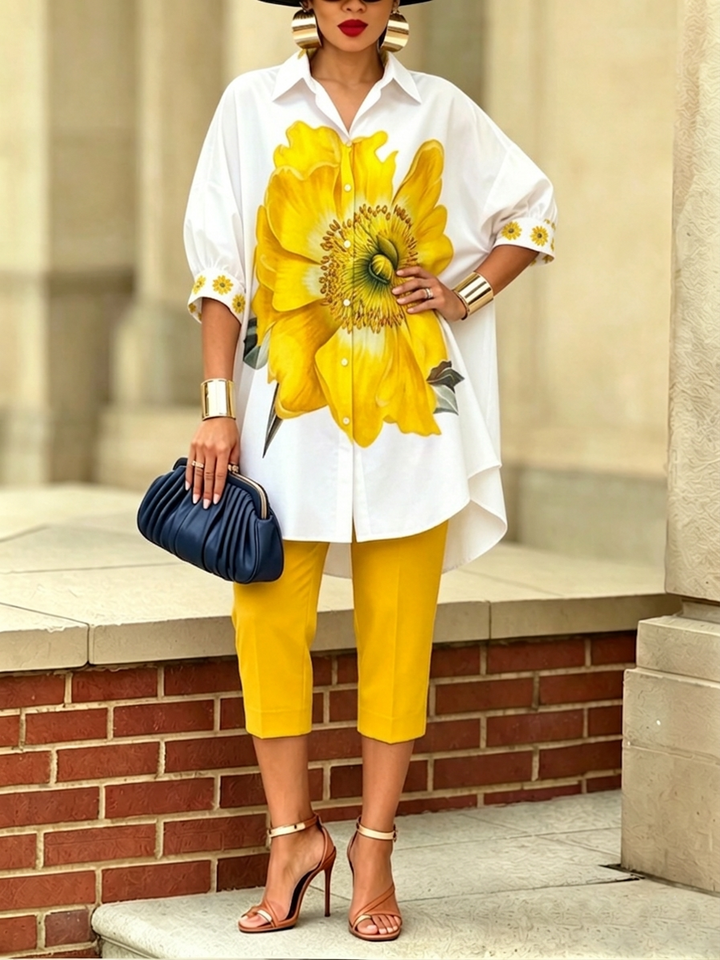 Elegant Artistic Floral Blouse for Women