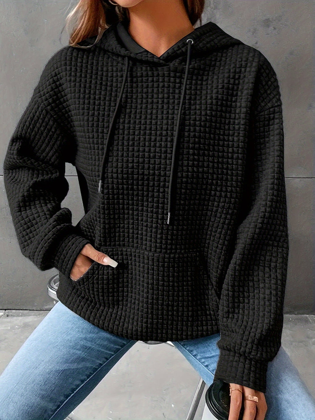 Serena Cozy Textured Hoodie, view 7 - Elena Harper