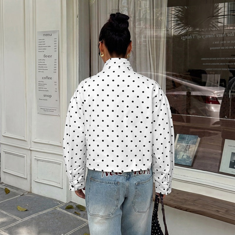 Women's Polka Dot Long Sleeve Coat - Casual and Light