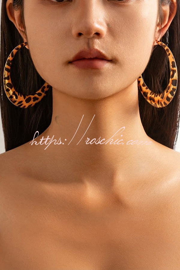 Leopard-print Hoop Earrings