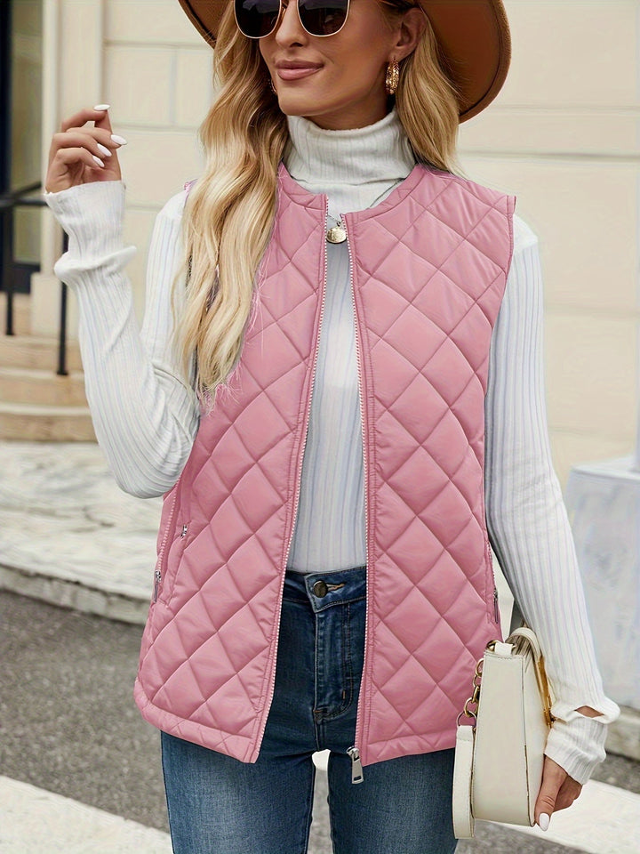 Elegant Quilted Sleeveless Vest for Women – Lightweight Outerwear