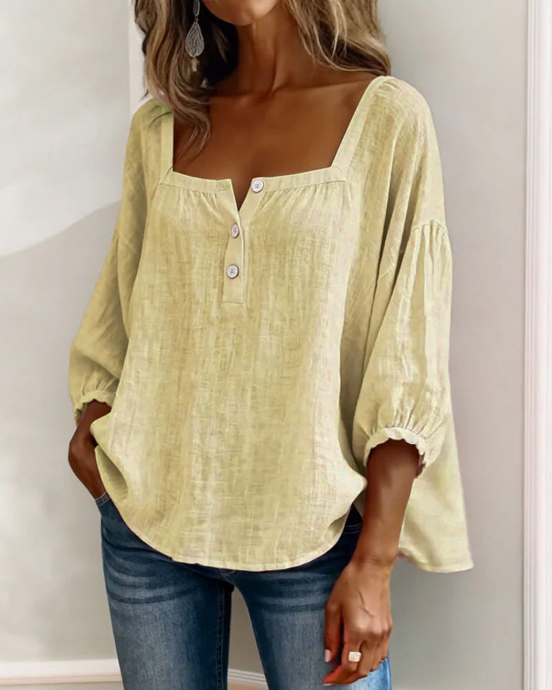 BLOUSE WITH SQUARE NECKLINE FOR WOMEN