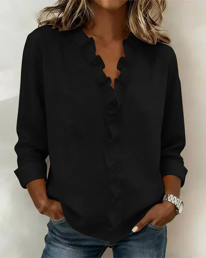 Yvonne™  |  V-neck Blouse Ruffles