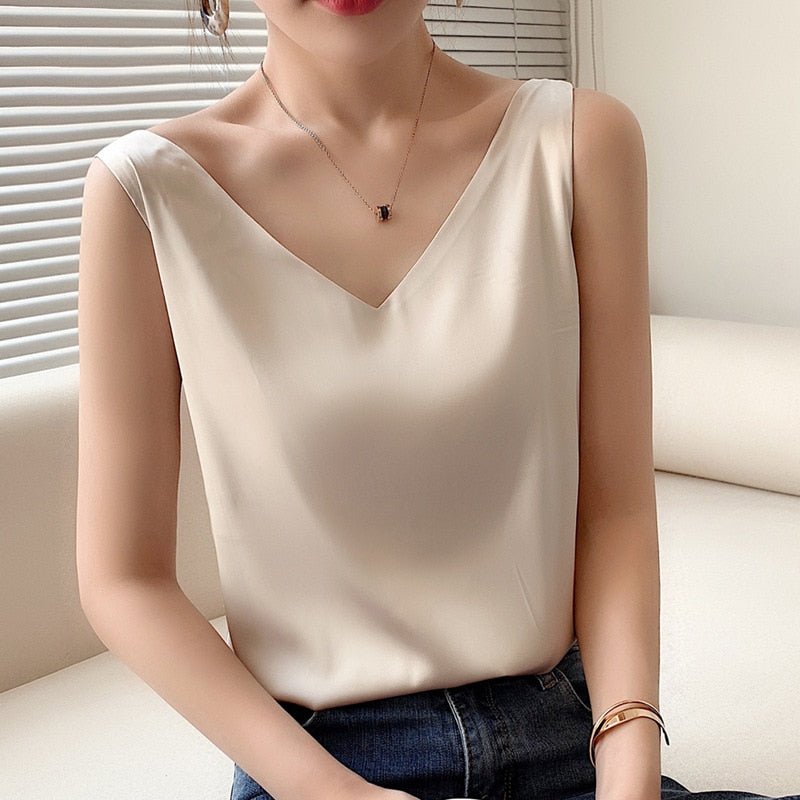 Yvonne | Stylish Satin V-Neck Top for Women