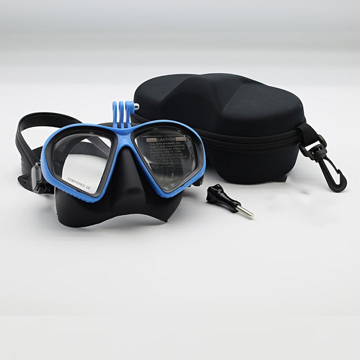 Tempered Diving Mask with Case - Diving Goggles with Anti-Fog and Camera Mount