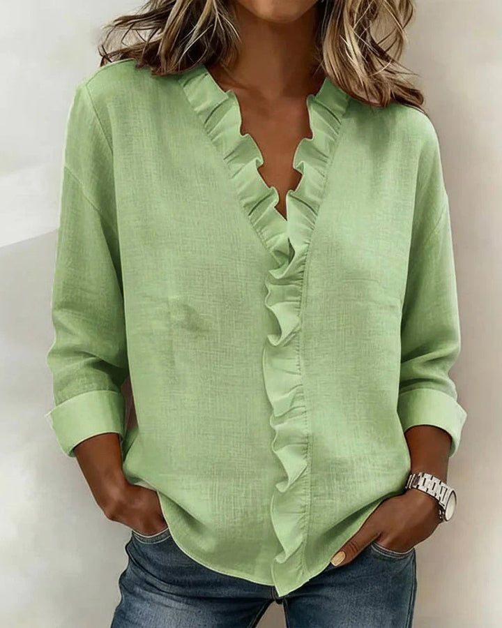 Yvonne™  |  V-neck Blouse Ruffles