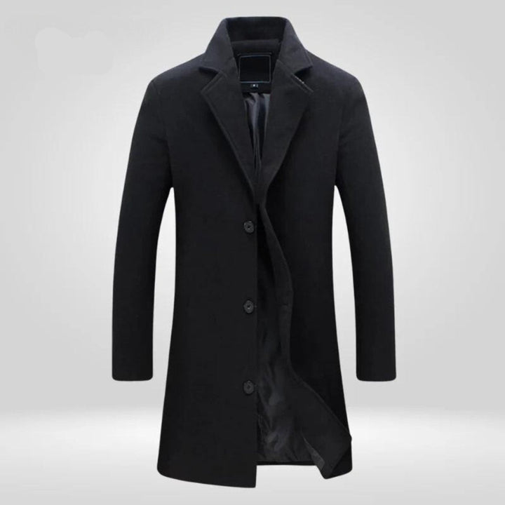 Lucas | Classic Longline Wool Coat with Three-Button Closure
