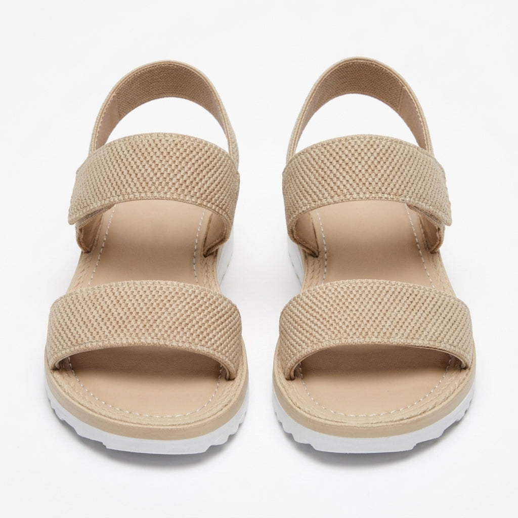 Beige Elastic Strap Platform Sandals Summer