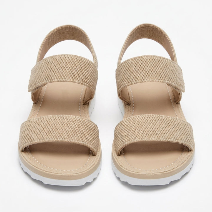 Beige Elastic Strap Platform Sandals Summer