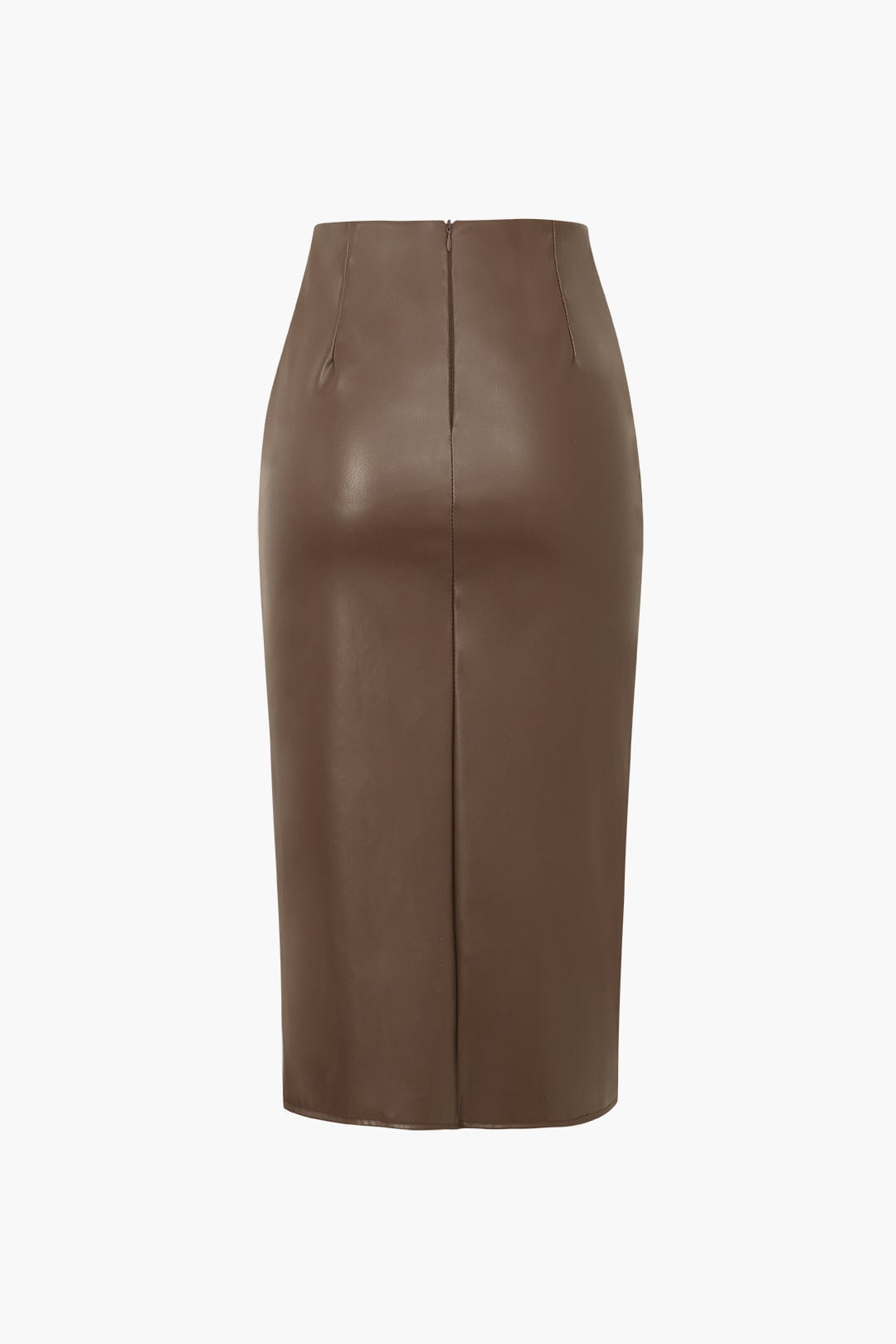 Midi Faux Leather Skirt for Women Elegant Asymmetrical Bodycon with Braided Pattern, view 4 - Elena Harper