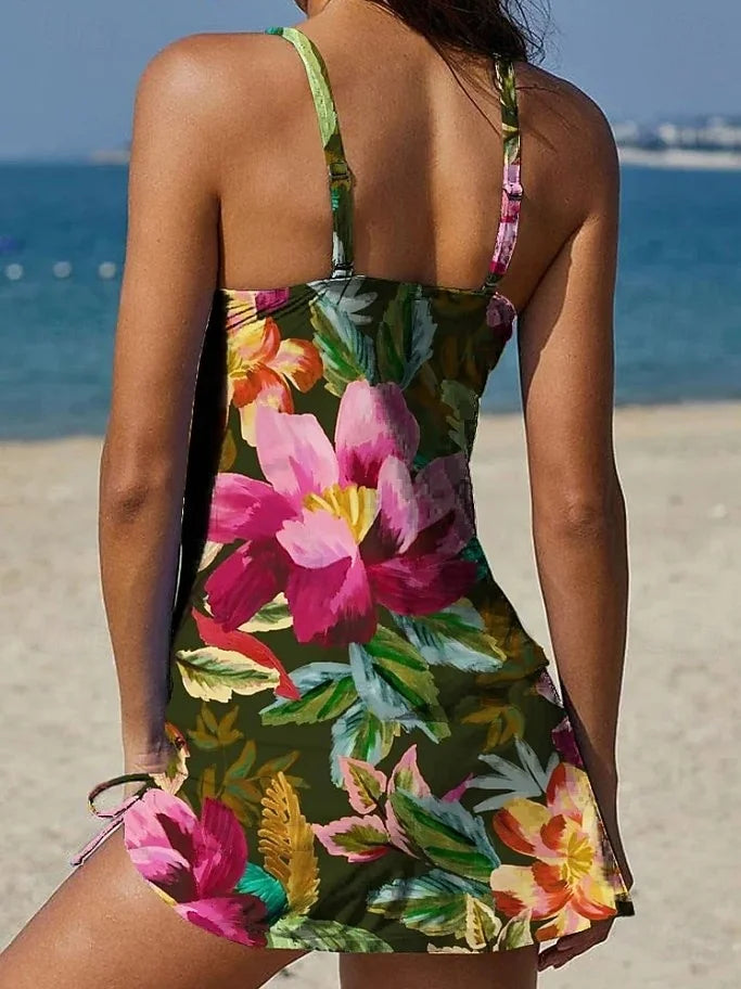 Fiesta – Graphic Floral Bikini with Shorts, Tummy Control Effect