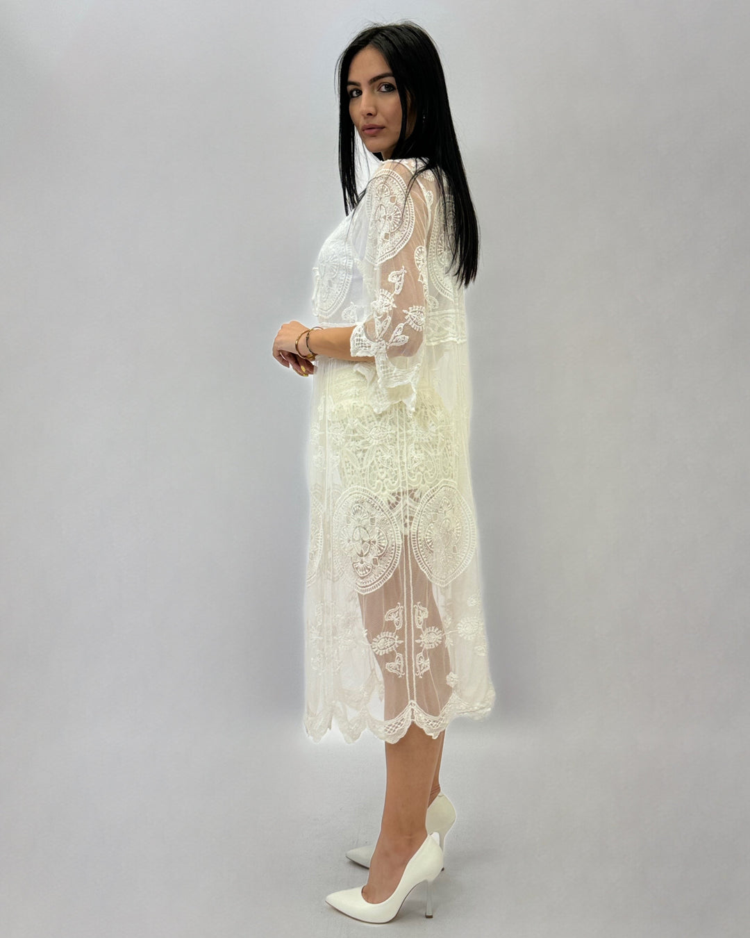 Francien™  |  Long Embroidered Cover-up