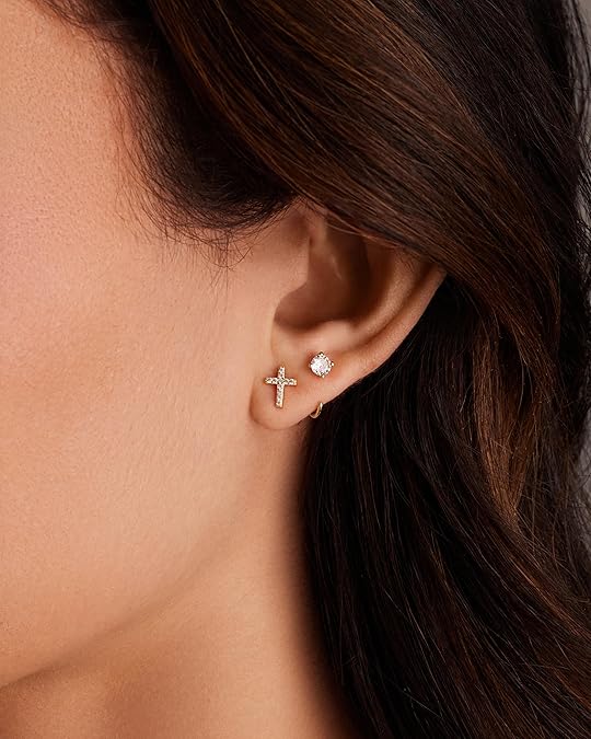 Spark Tip Hoop Earrings Gold, view 3 - Elena Harper