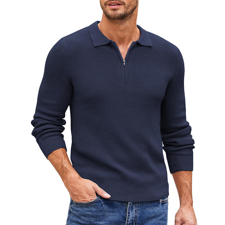 Men's Ribbed Zip Polo Jumper – Hambledon