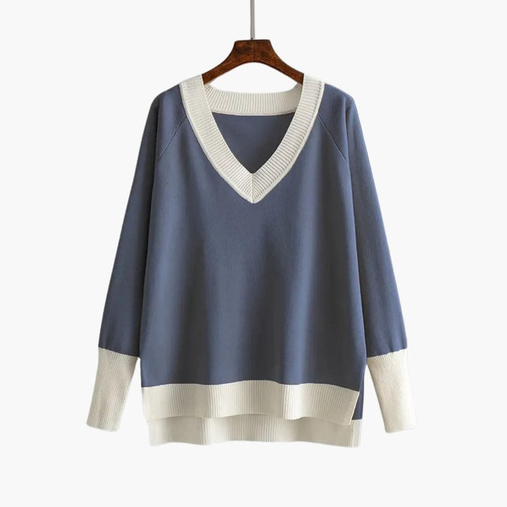 Nora | Modern V-Neck Knit Set with Wide Pants