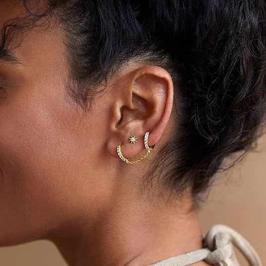 Sunburst Earrings Gold, view 2 - Elena Harper