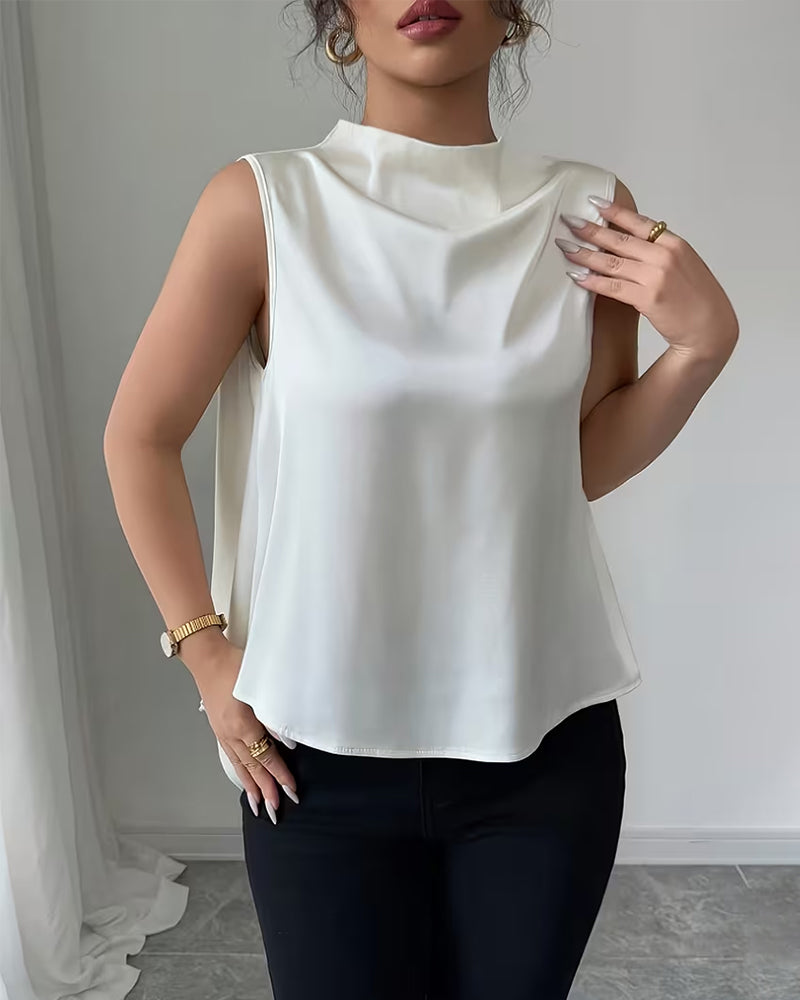 Women's Fitted Tank Top – Asymmetrical V-Back Design for Casual Use