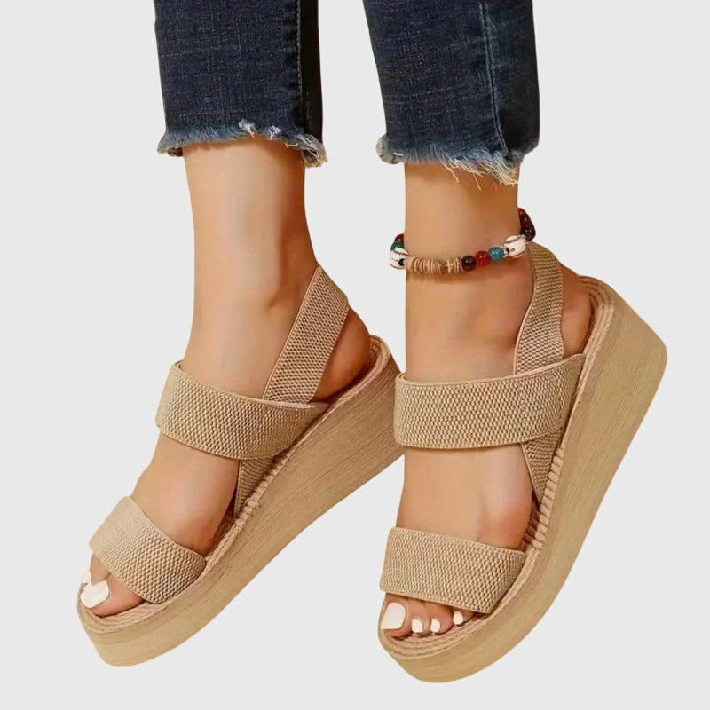 Women's Orthopaedic Platform Sandals with Two Wide Front Straps for Summer