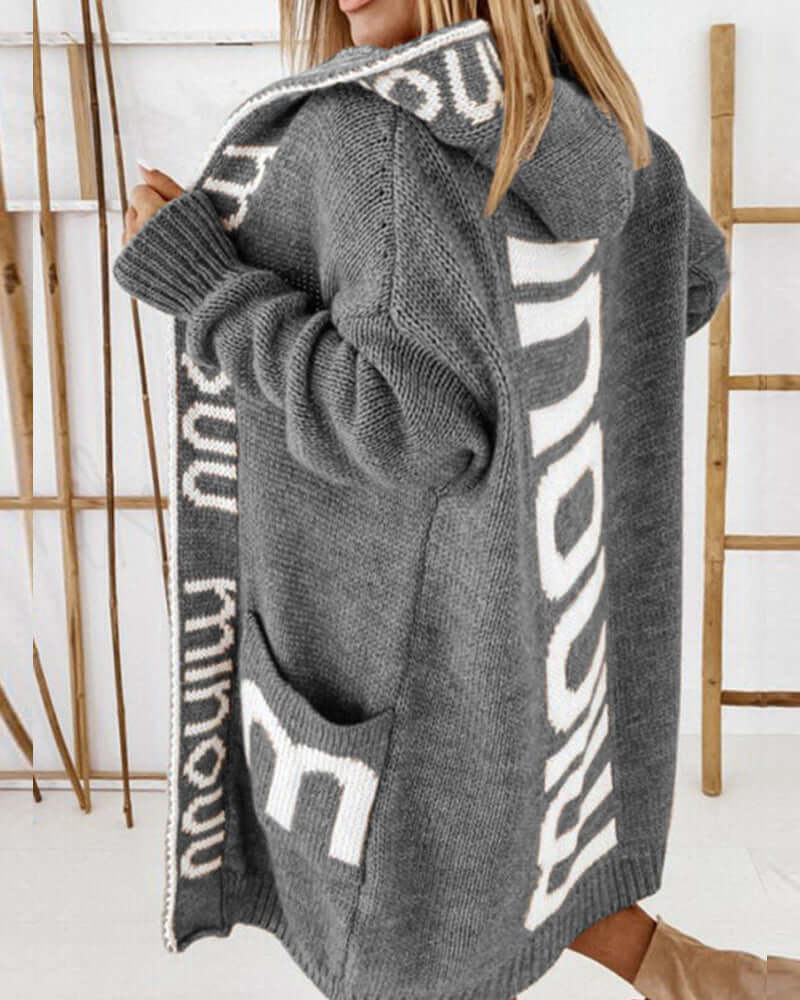 Women's Loose Hooded Cardigan, view 5 - Elena Harper