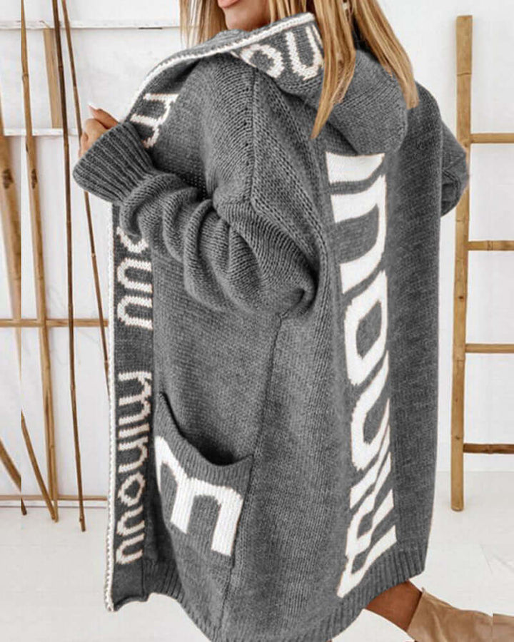 Women's Loose Hooded Cardigan, view 5 - Elena Harper