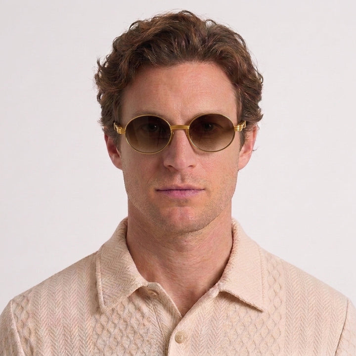 Vintage Round Sunglasses with Wood Details for Men