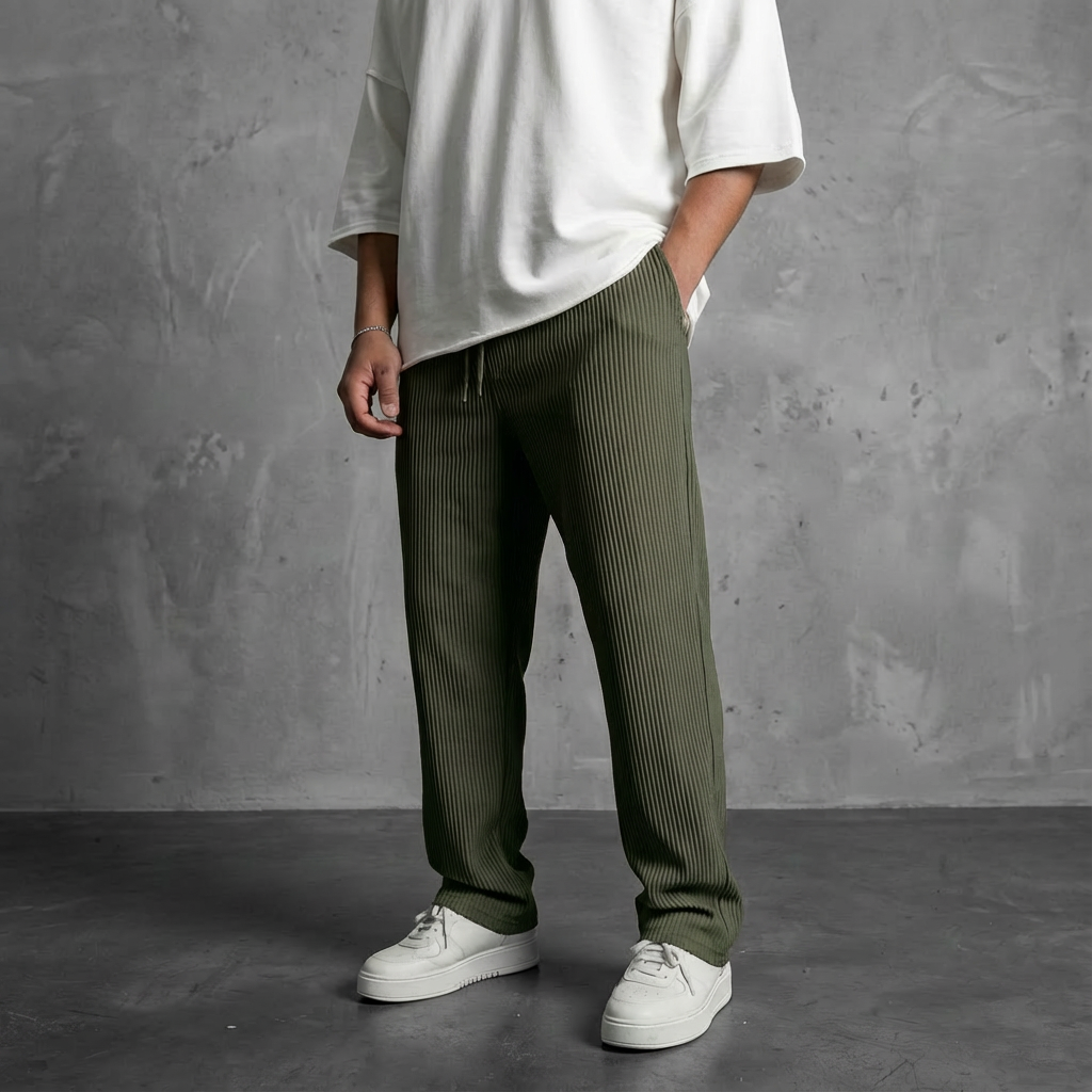 Marion Casual Loose Cord Pants with Drawstring, view 6 - Elena Harper
