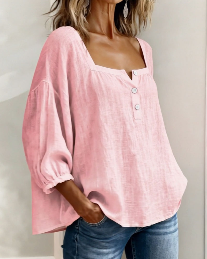 BLOUSE WITH SQUARE NECKLINE FOR WOMEN