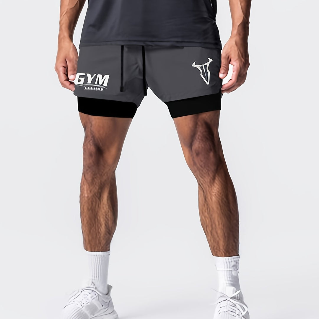Men's Montarello 2-in-1 Sports Shorts with Compression Liner and Zipper Pocket