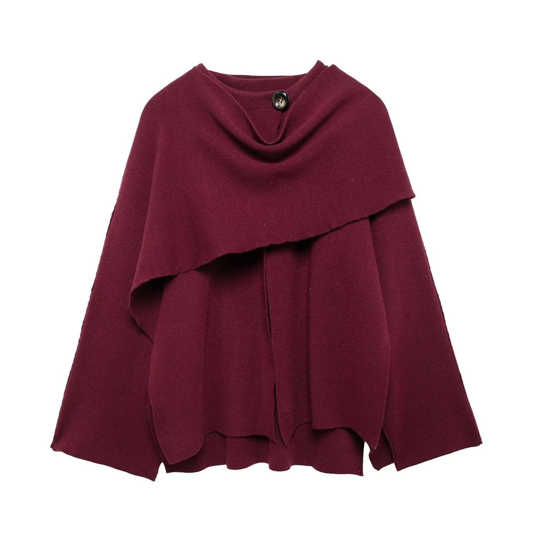Elegant Cape Scarf for Women – Oversized Asymmetrical Knit Coat