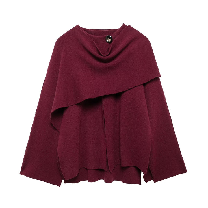 Elegant Cape Scarf for Women – Oversized Asymmetrical Knit Coat