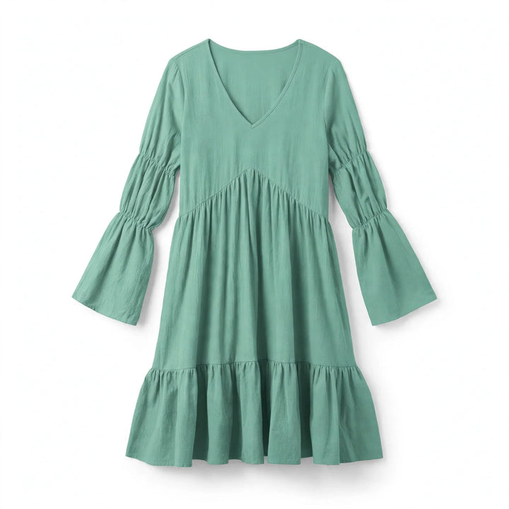 Lorna Kirkbridge | Mint Tiered Bell Sleeve Mini Dress For Women